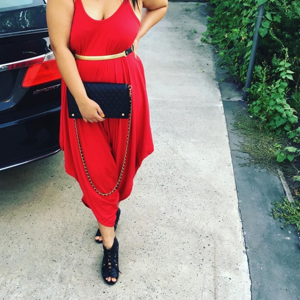 Red Harem Jumpsuit - Picture 2 of 4